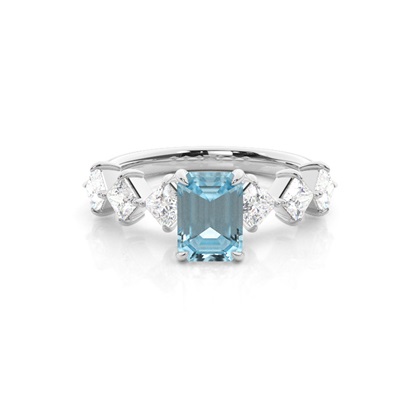 Prong Set Aqamarine Engagement Ring