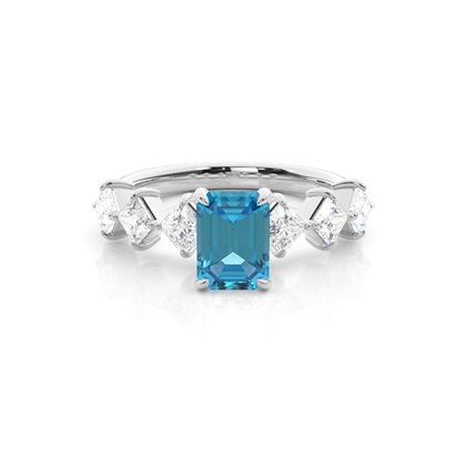 Prong Set Blue Topaz Engagement Ring