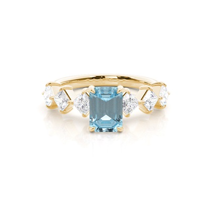 Prong Set Aqamarine Engagement Ring
