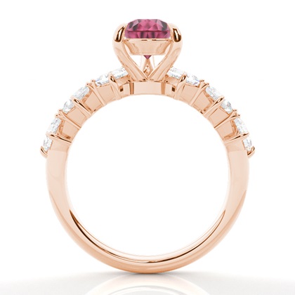 Krappenbesetzter rosa Turmalin-Verlobungsring