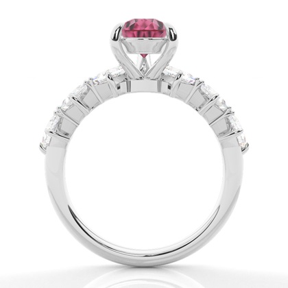 Krappenbesetzter rosa Turmalin-Verlobungsring