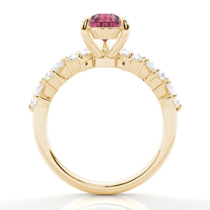 Krappenbesetzter rosa Turmalin-Verlobungsring