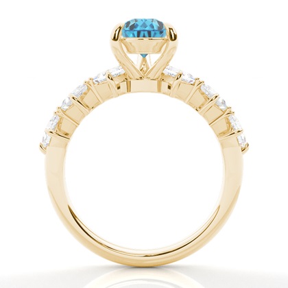 Verlobungsring mit blauem Topas in Krappenfassung