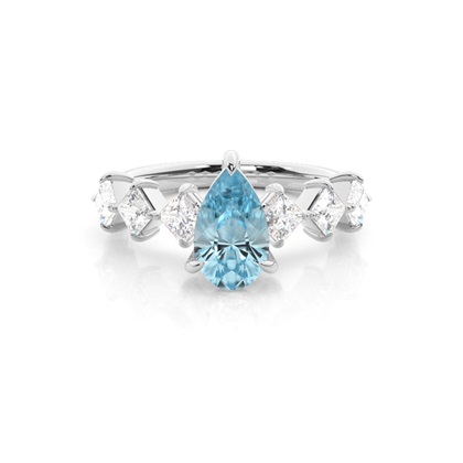 Prong Set Aqamarine Engagement Ring