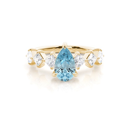 Prong Set Aqamarine Engagement Ring