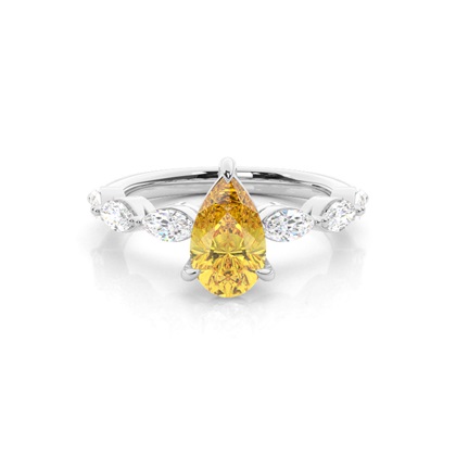 Pear Yellow Diamond Engagement Rings