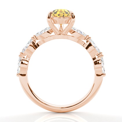 Verlobungsring mit gelbem Diamant und seitlichem Stein