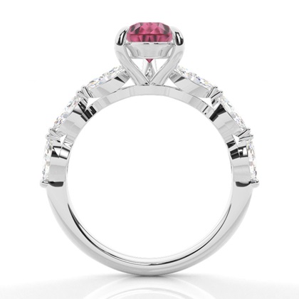 Krappenbesetzter rosa Turmalin-Verlobungsring