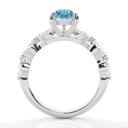 Verlobungsring mit blauem Topas in Krappenfassung