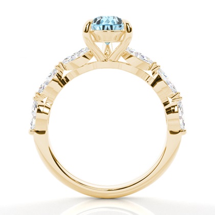 Krappenbesetzter Aquamarin-Verlobungsring