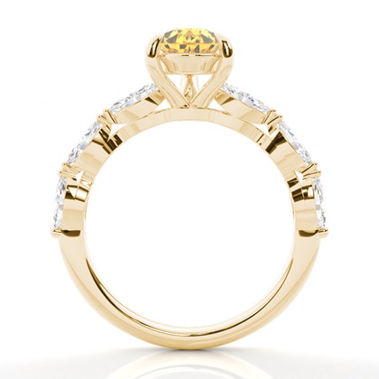 Verlobungsring mit gelbem Diamant und seitlichem Stein