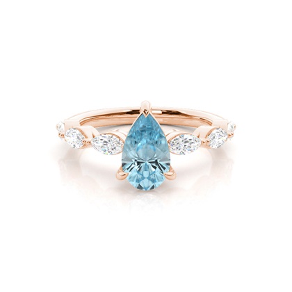Prong Set Aqamarine Engagement Ring