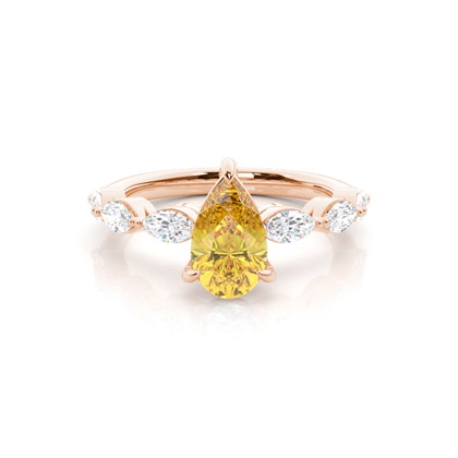 Yellow Diamond Side Stone Engagement Ring