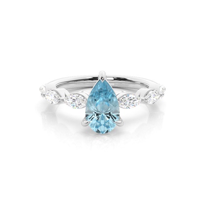 Prong Set Aqamarine Engagement Ring