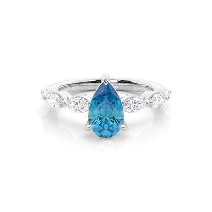 Prong Set Blue Topaz Engagement Ring