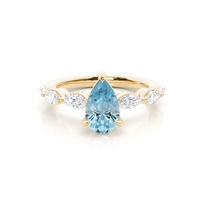 Prong Set Aqamarine Engagement Ring
