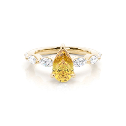 Yellow Diamond Side Stone Engagement Ring