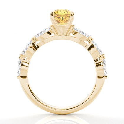 Verlobungsring mit gelbem Diamant und seitlichem Stein