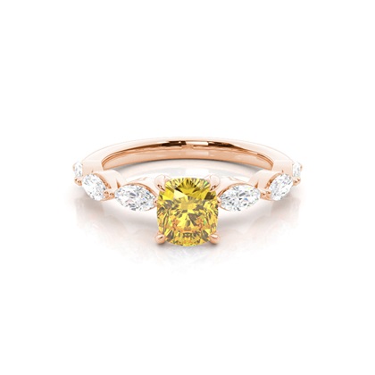 Yellow Diamond Side Stone Engagement Ring