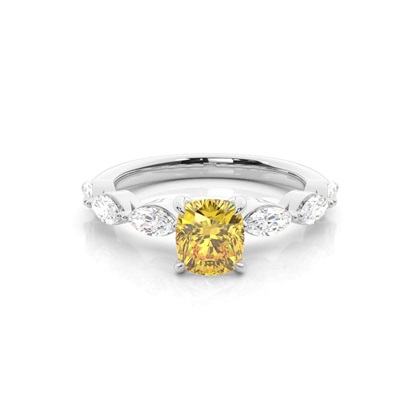Yellow Diamond Side Stone Engagement Ring