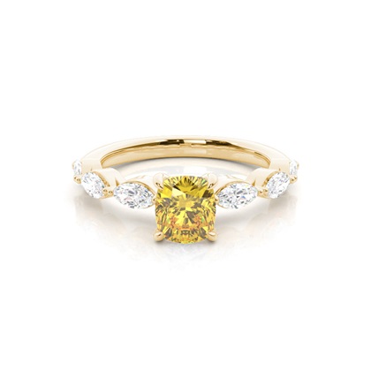 Yellow Diamond Side Stone Engagement Ring