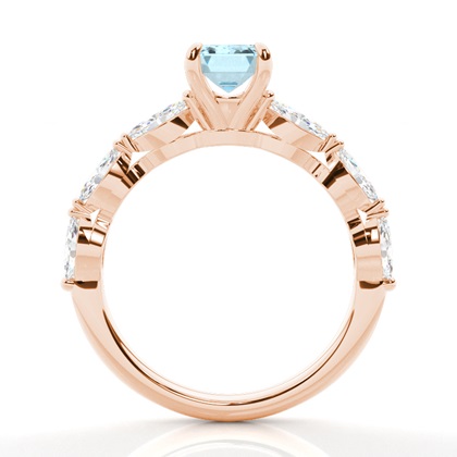 Krappenbesetzter Aquamarin-Verlobungsring