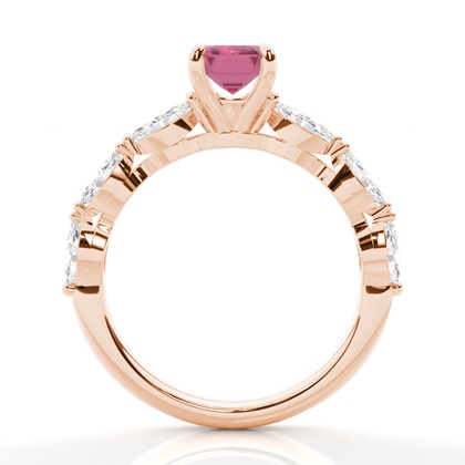 Krappenbesetzter rosa Turmalin-Verlobungsring