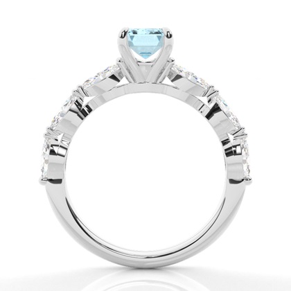 Krappenbesetzter Aquamarin-Verlobungsring