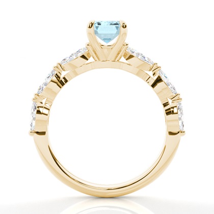 Krappenbesetzter Aquamarin-Verlobungsring