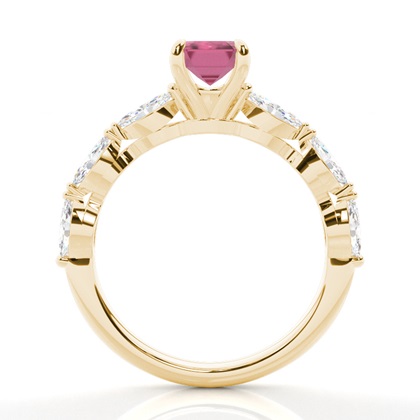 Krappenbesetzter rosa Turmalin-Verlobungsring