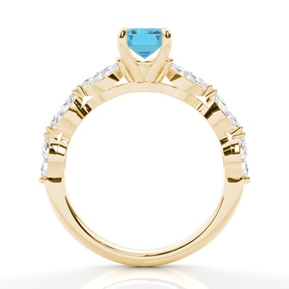 Verlobungsring mit blauem Topas in Krappenfassung