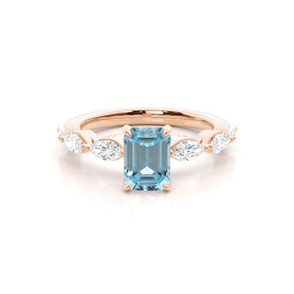 Prong Set Aqamarine Engagement Ring