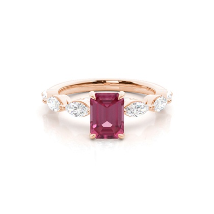 Prong Set Pink Tourmaline Engagement Ring