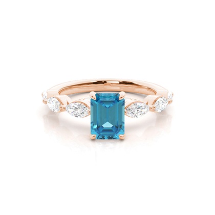Prong Set Blue Topaz Engagement Ring