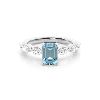 Prong Set Aqamarine Engagement Ring