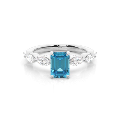 Prong Set Blue Topaz Engagement Ring