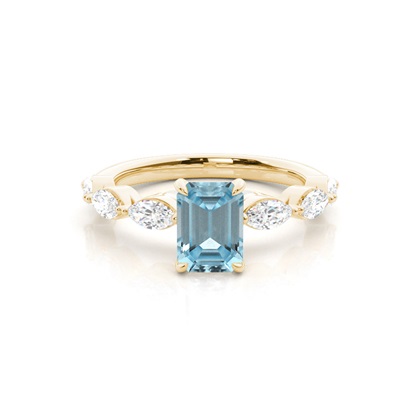 Prong Set Aqamarine Engagement Ring