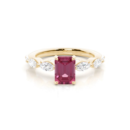 Prong Set Pink Tourmaline Engagement Ring
