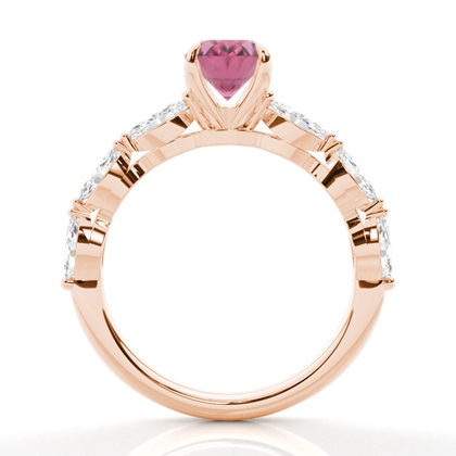 Krappenbesetzter rosa Turmalin-Verlobungsring