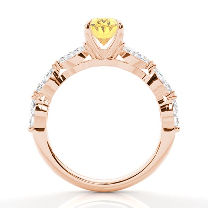 Verlobungsring mit gelbem Diamant und seitlichem Stein