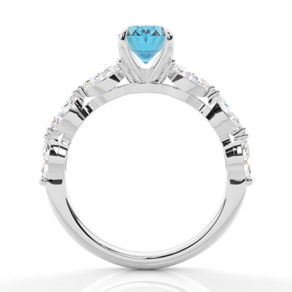 Verlobungsring mit blauem Topas in Krappenfassung