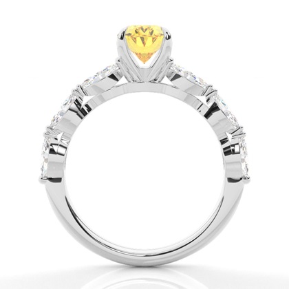 Yellow Diamond Side Stone Engagement Ring