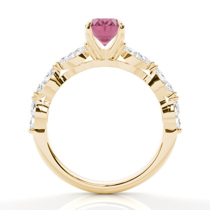 Krappenbesetzter rosa Turmalin-Verlobungsring