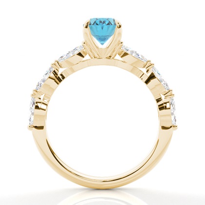 Verlobungsring mit blauem Topas in Krappenfassung