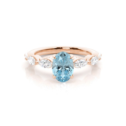 Prong Set Aqamarine Engagement Ring