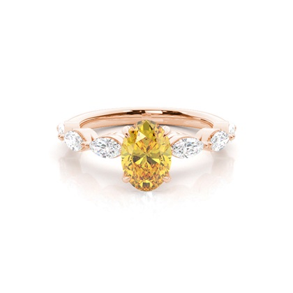 Yellow Diamond Side Stone Engagement Ring