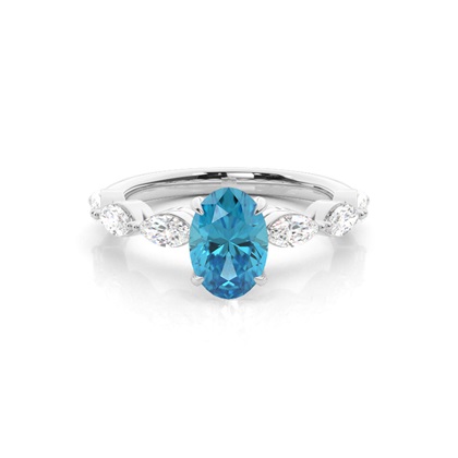 Prong Set Blue Topaz Engagement Ring