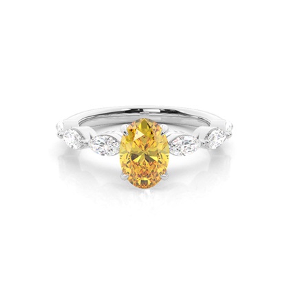 Yellow Diamond Side Stone Engagement Ring