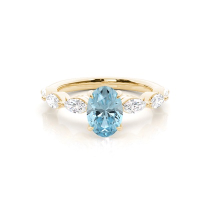 Prong Set Aqamarine Engagement Ring