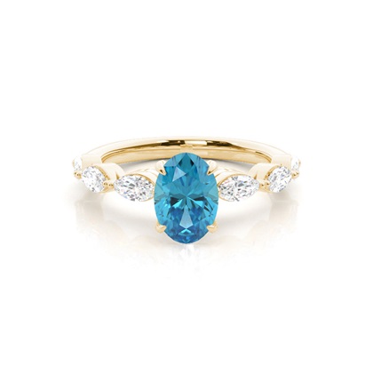Prong Set Blue Topaz Engagement Ring